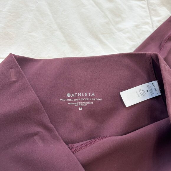 Athleta Salutation Stash Pocket 7/8 Tight Spiced Cabernet Burgundy Leggings M - Picture 5 of 9